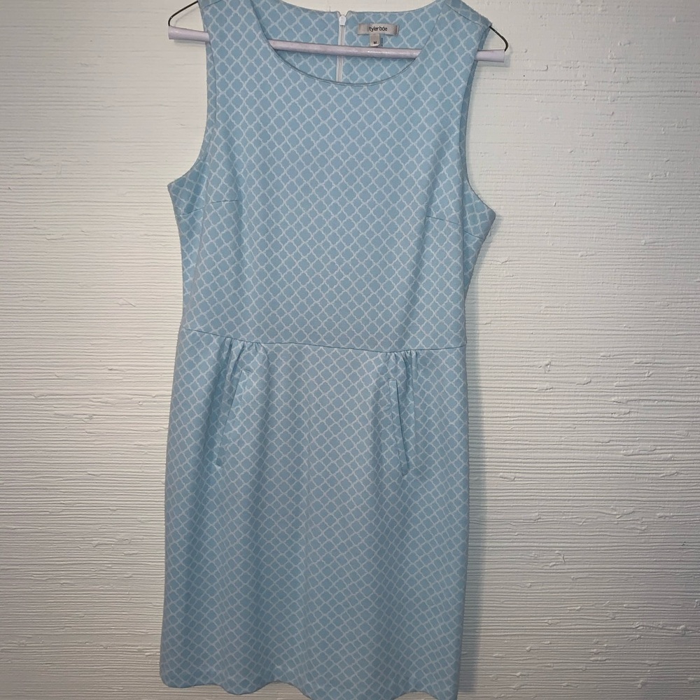 TYLER BOE blue and white dress!!